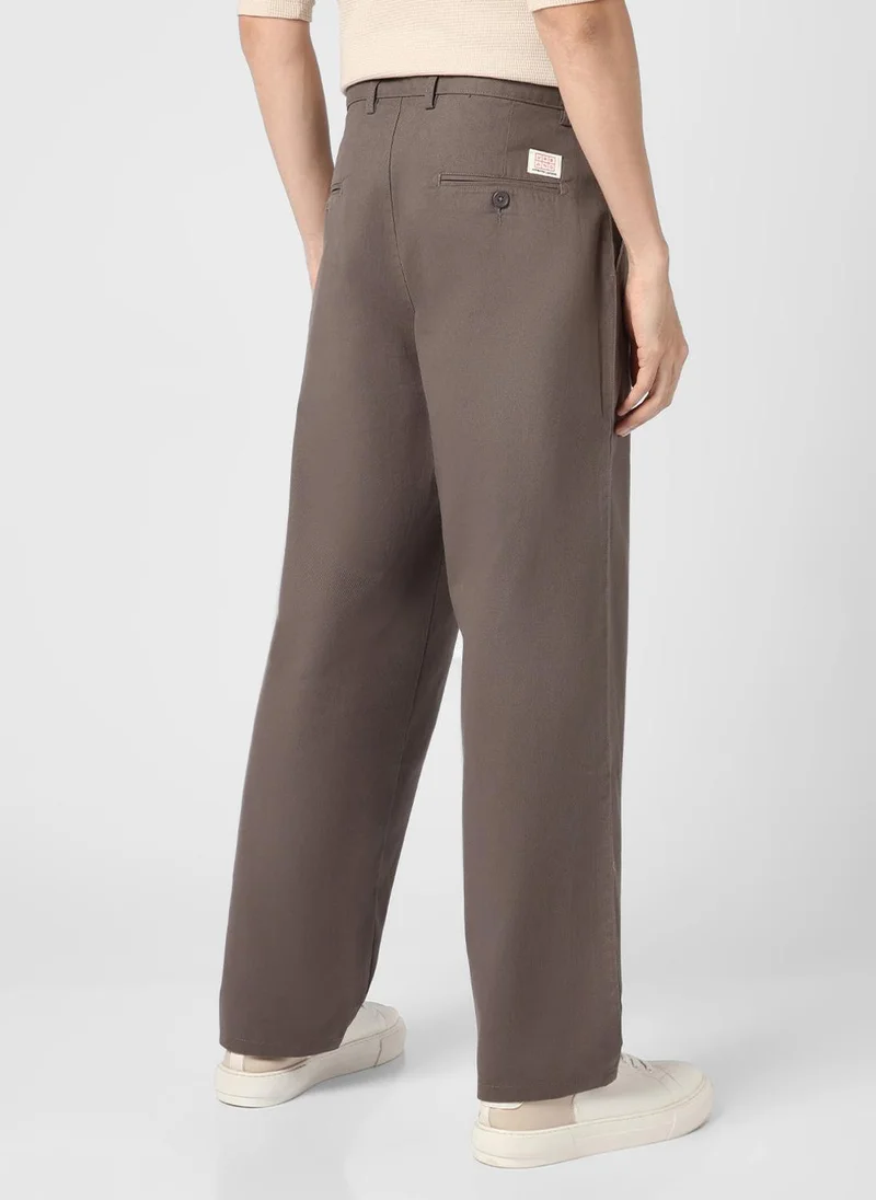 Urbano Fashion  Urbano Fashion Men's Dark Grey Loose Baggy Fit Solid Chino Trousers Non-Stretchable for Men | Best Price UAE
